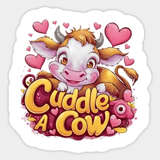 Cuddle a Cutest Cow Ever Sticker